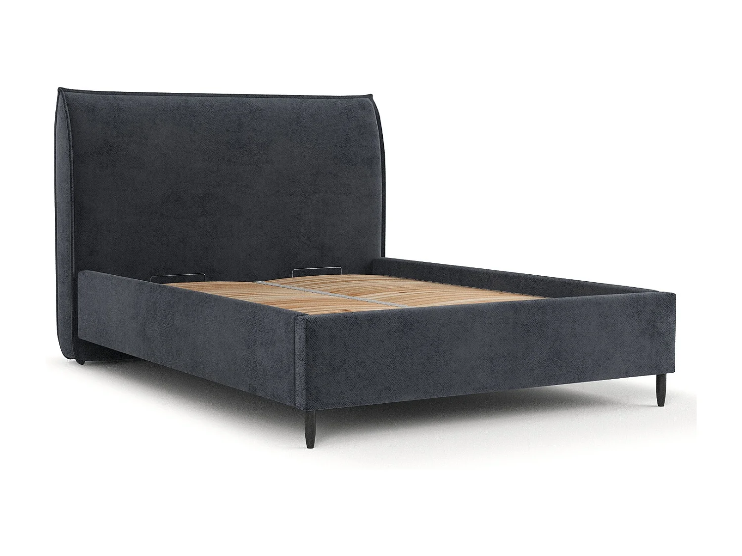 Polsterbett Shell - 160 x 200 cm - Samtstoff - anthrazit