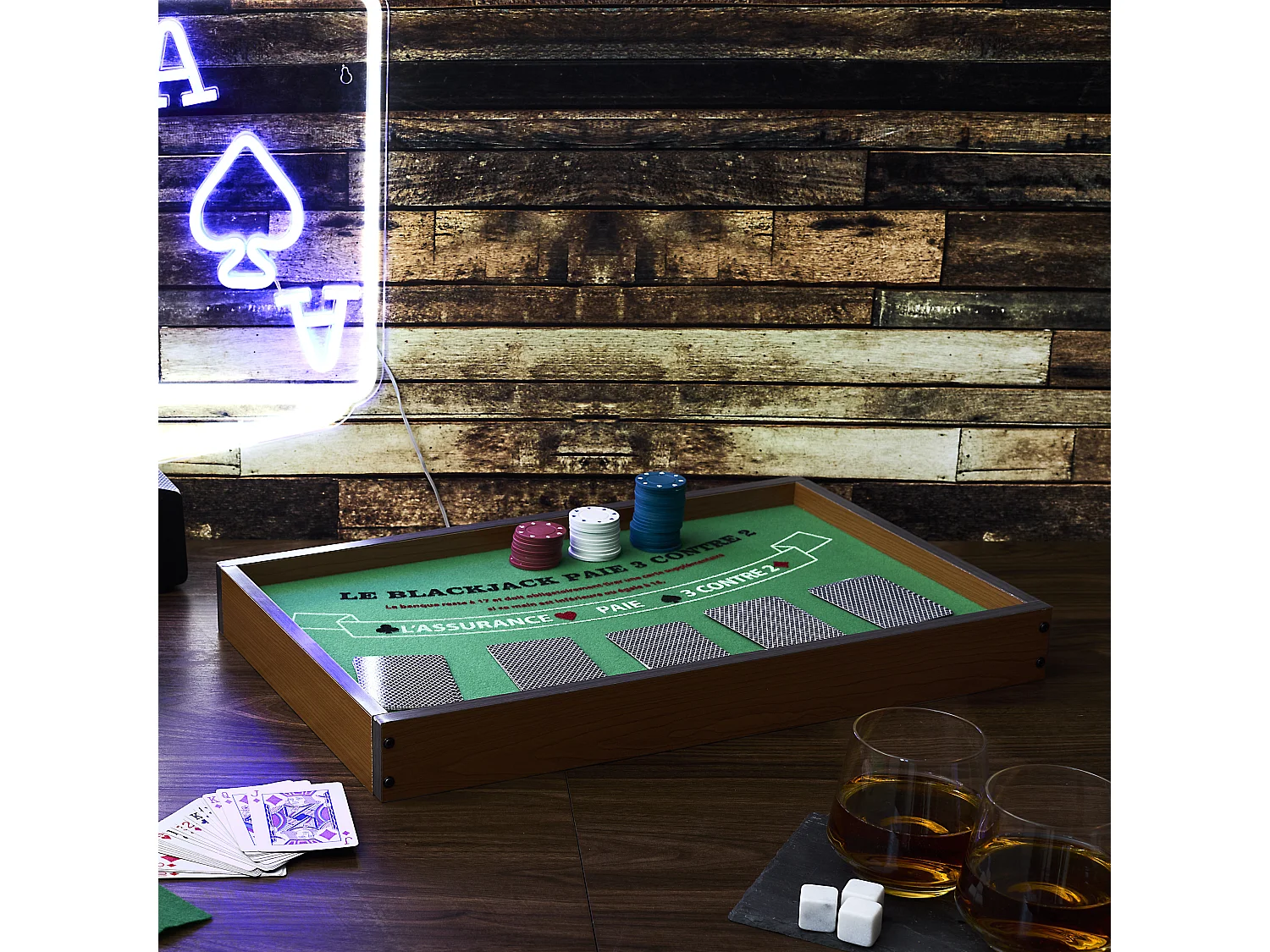 Jeu De Casino 2en1 Black Jack Et Roulette Vert