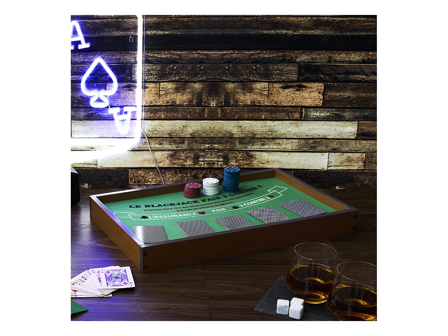 Jeu De Casino 2en1 Black Jack Et Roulette Vert