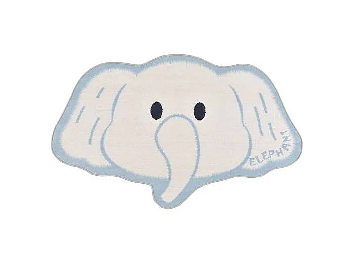 Kinderteppich waschbar - Kinder Elefant - weiß - 75x120 cm - CANDY