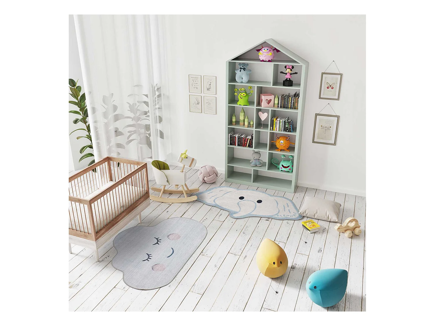 Tappeto interno lavabile - bambini nuvola - argento - 80 x 120 cm - CANDY