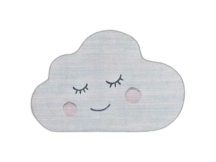 Tapis intérieur lavable - enfant nuage - argent - 80 x 120 cm - CANDY
