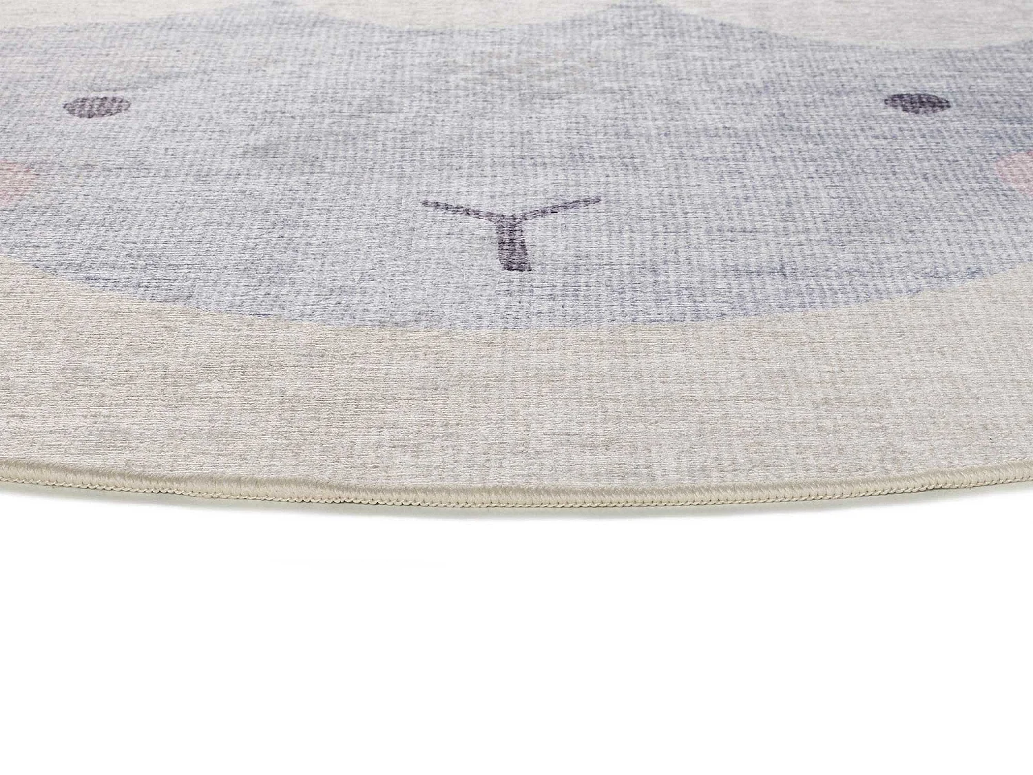 Kinderteppich waschbar - Kinder Schafe - creme - D.120 cm - CANDY