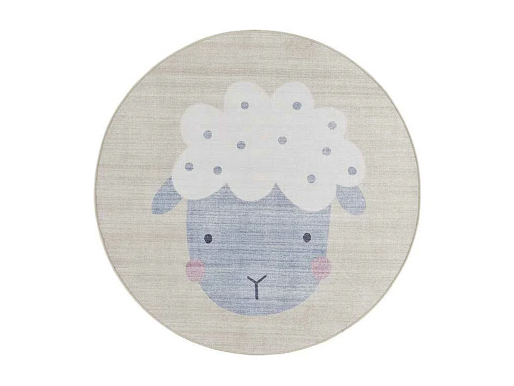 Kinderteppich waschbar - Kinder Schafe - creme - D.120 cm - CANDY