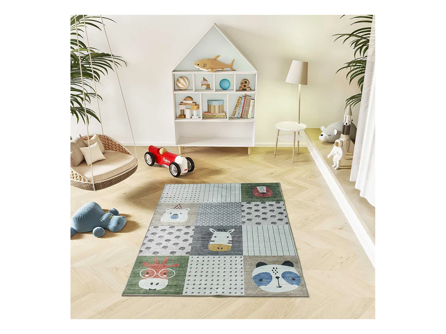 Kinderteppich waschbar - Kinder Tiere - mehrfarbig - 120x170 cm - CANDY