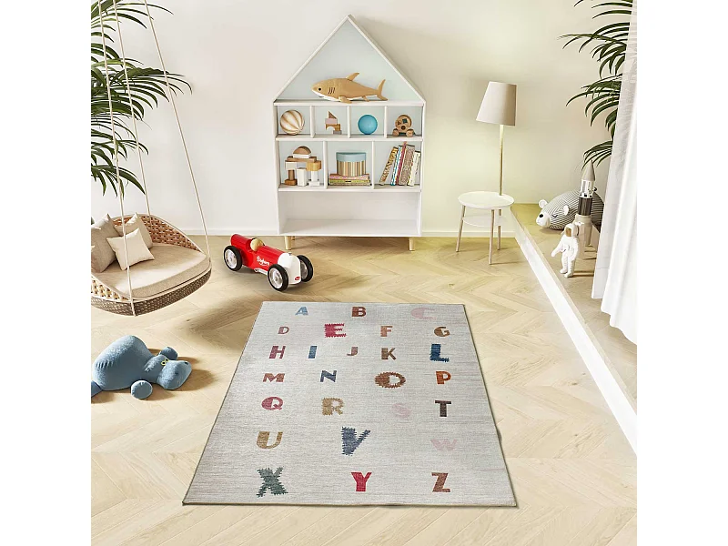 Kinderteppich waschbar - Kinder Alphabet - mehrfarbig - 120x170 cm - CANDY