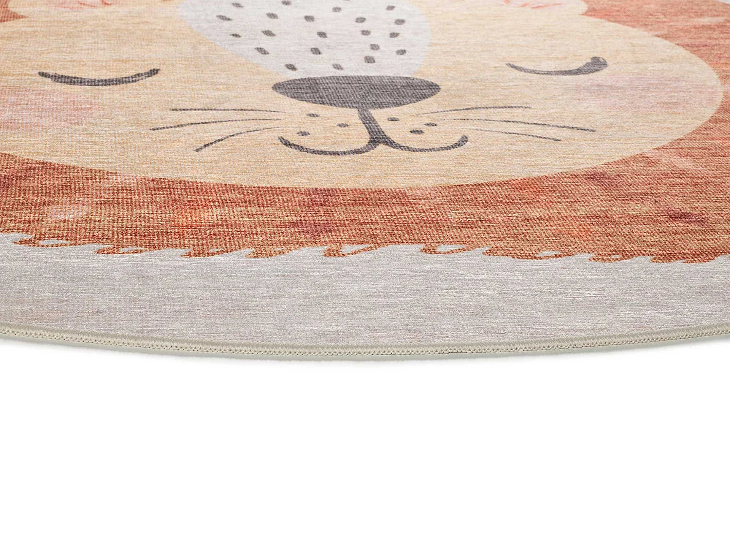 Tapis intérieur lavable rond - enfant lion - rouille - diam.120 cm - CANDY