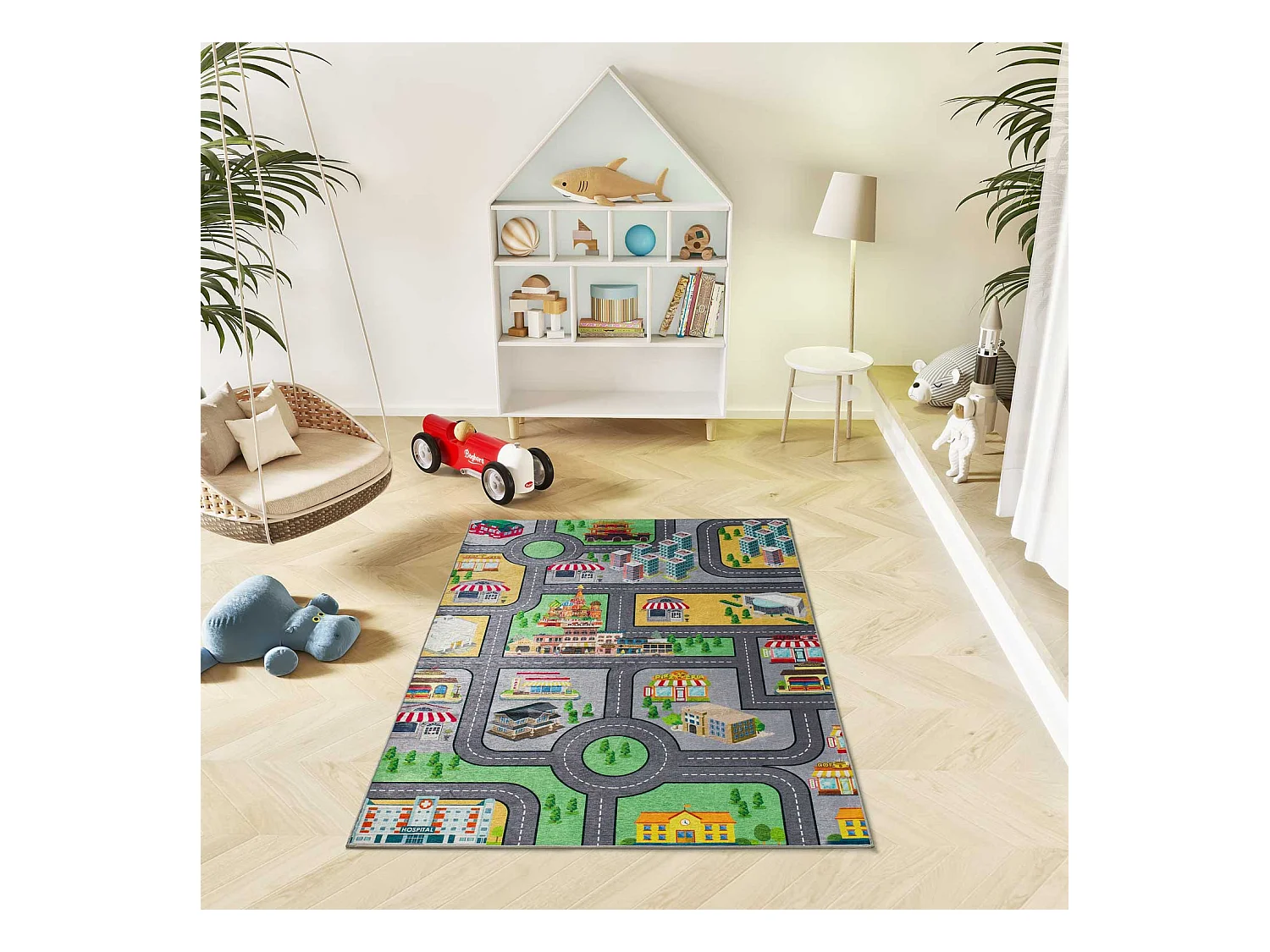 Kinderteppich waschbar - Kinder Autos und Straßen - mehrfarbig - 120x170 cm - CANDY