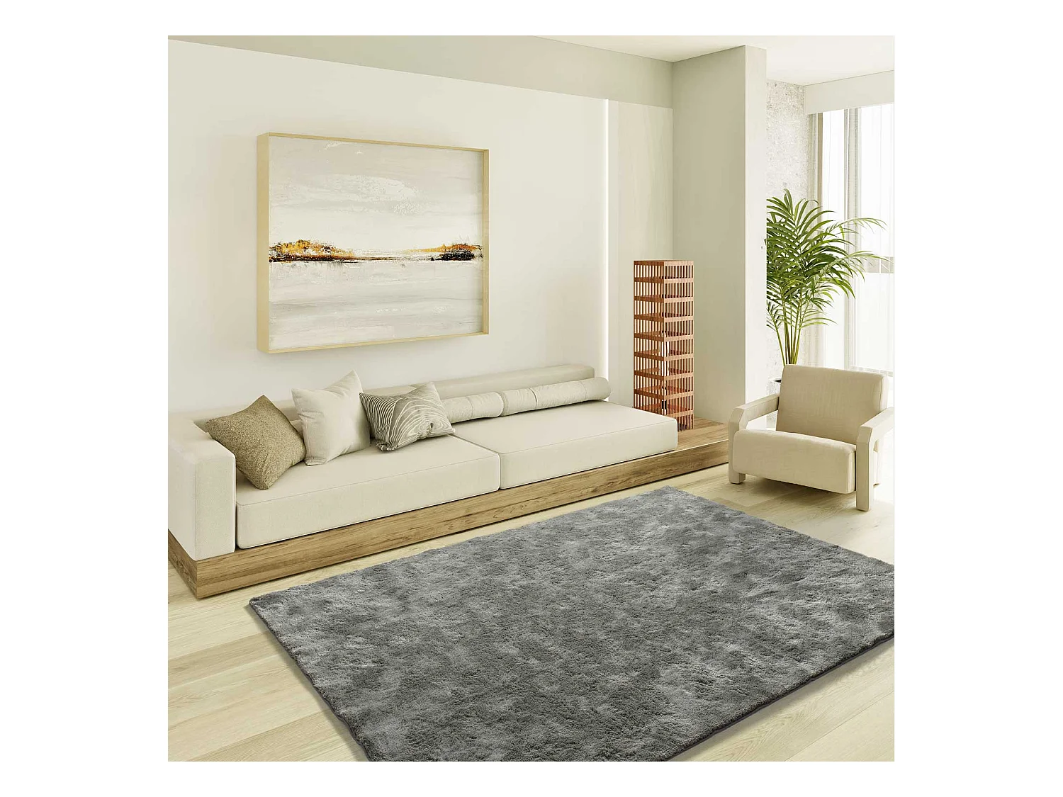 Alfombra interior  - shaggy liso - antracita - 160 x 230 cm - ROMA
