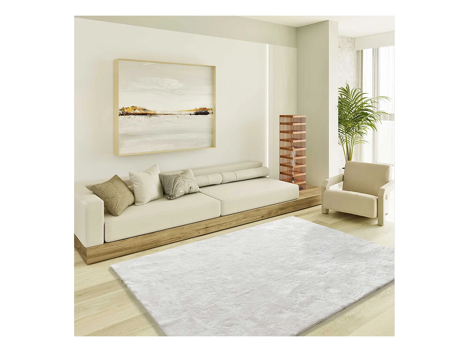 Hochflorteppich - einfarbig shaggy - weiß - 160x230 cm - ROMA
