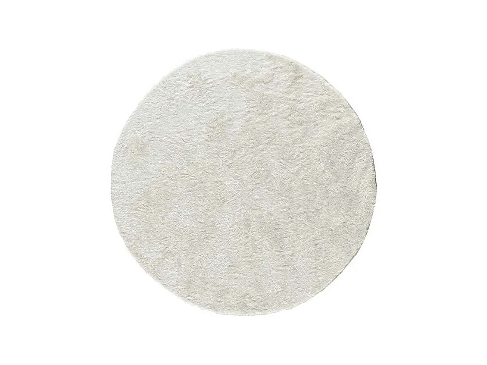 Hochflorteppich - einfarbig shaggy - weiß - D.120 cm - ROMA