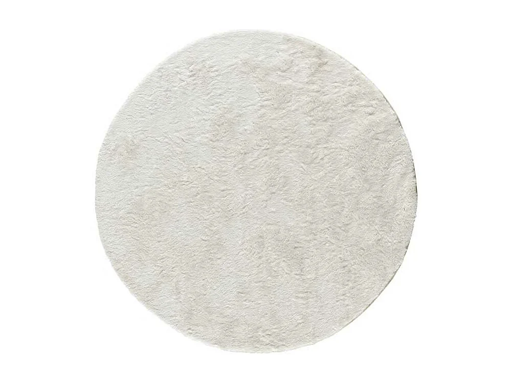 Tapis intérieur rond - shaggy uni - blanc - diam.120 cm - ROMA