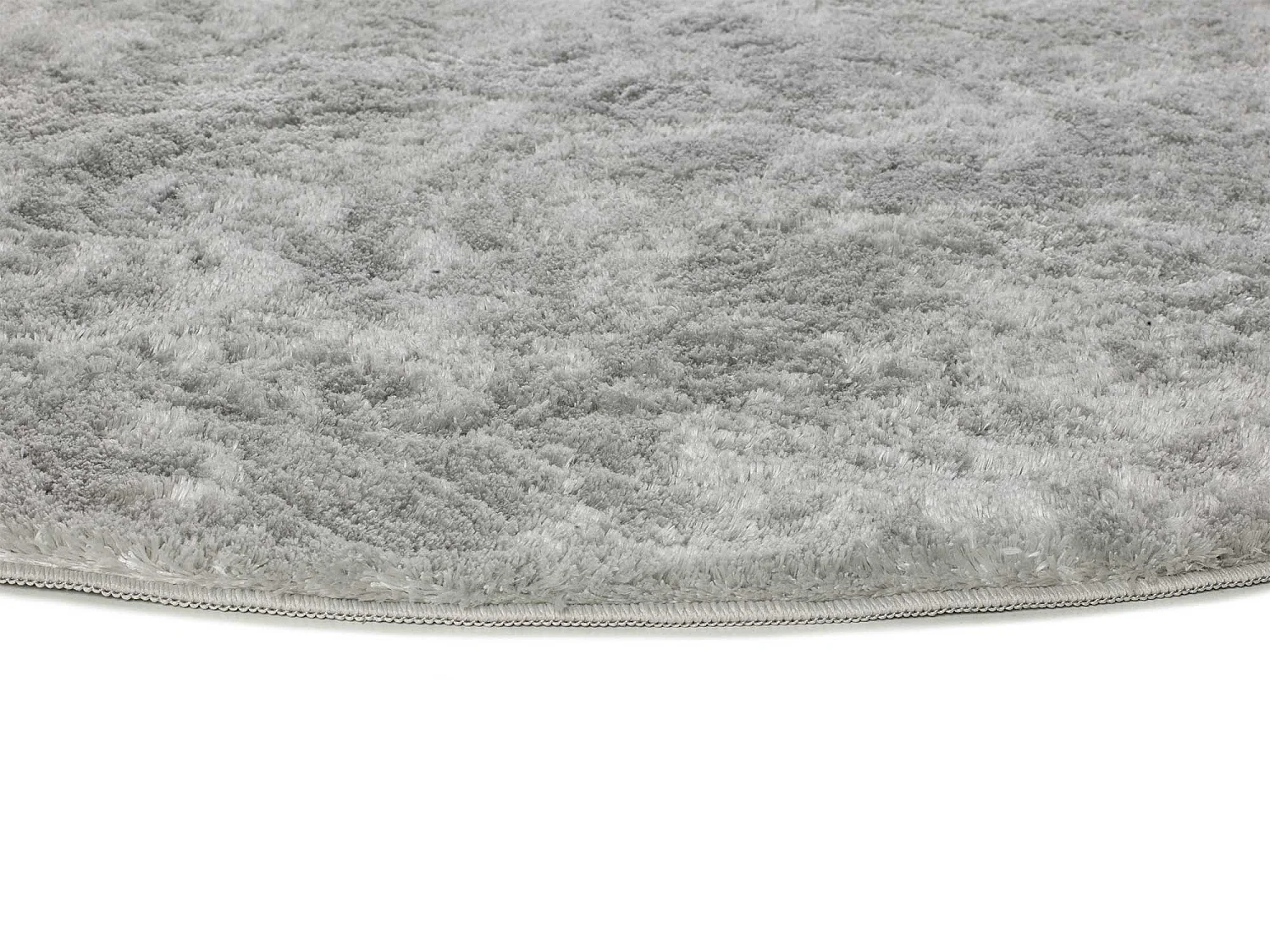 Tapis intérieur rond - shaggy uni - argent - diam.120 cm - ROMA
