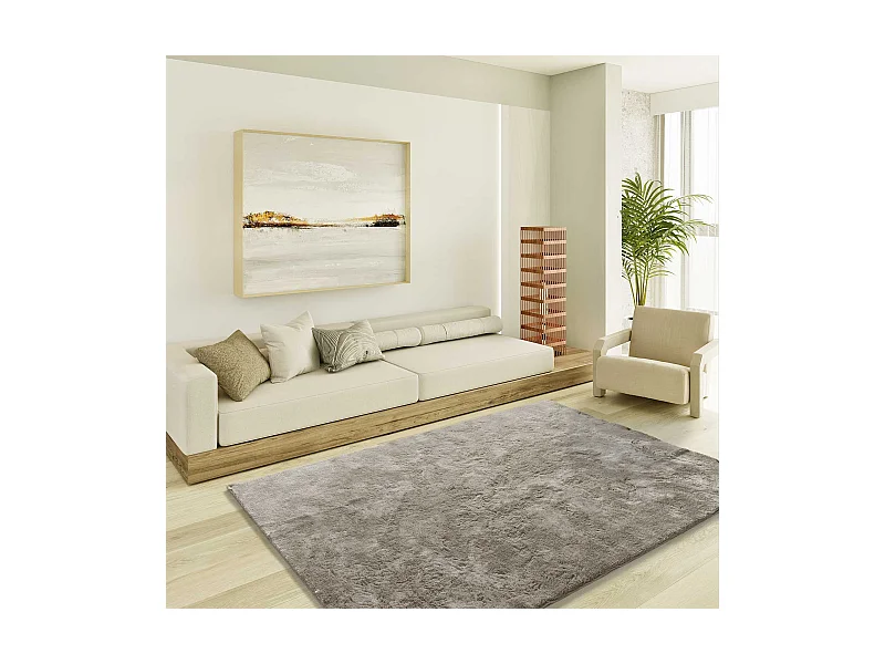 Tapete interior - shaggy liso - pedra - 80 x 150 cm - ROMA