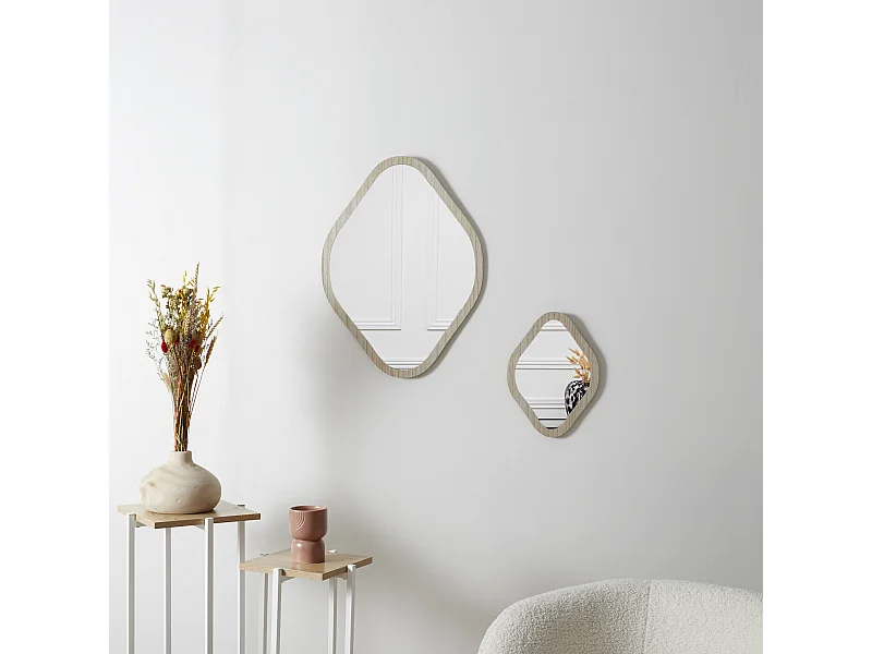 Miroir Deco Contour Bois Losange H60cm Elio Marron