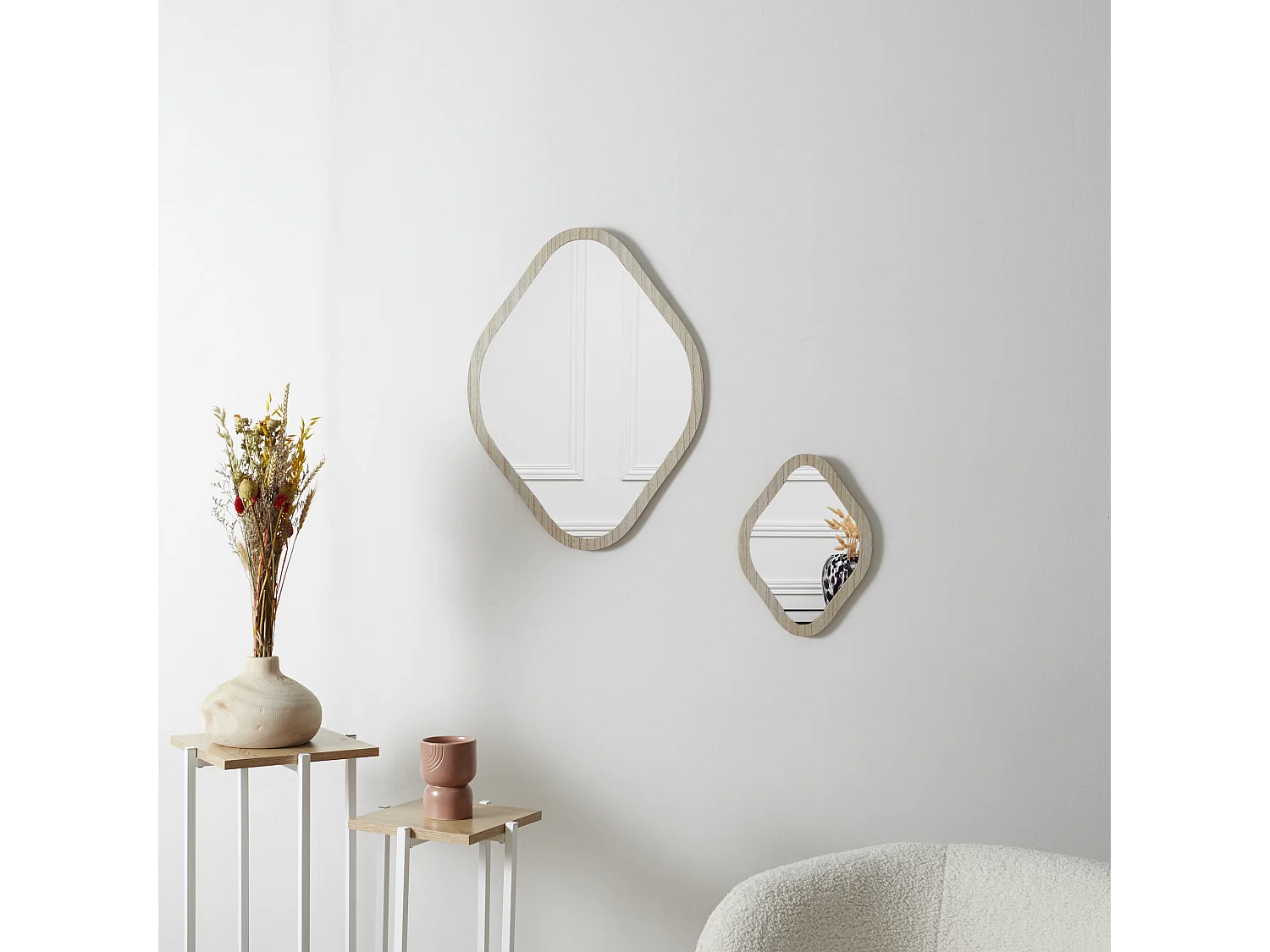 Miroir Deco Contour Bois Losange H60cm Elio Marron