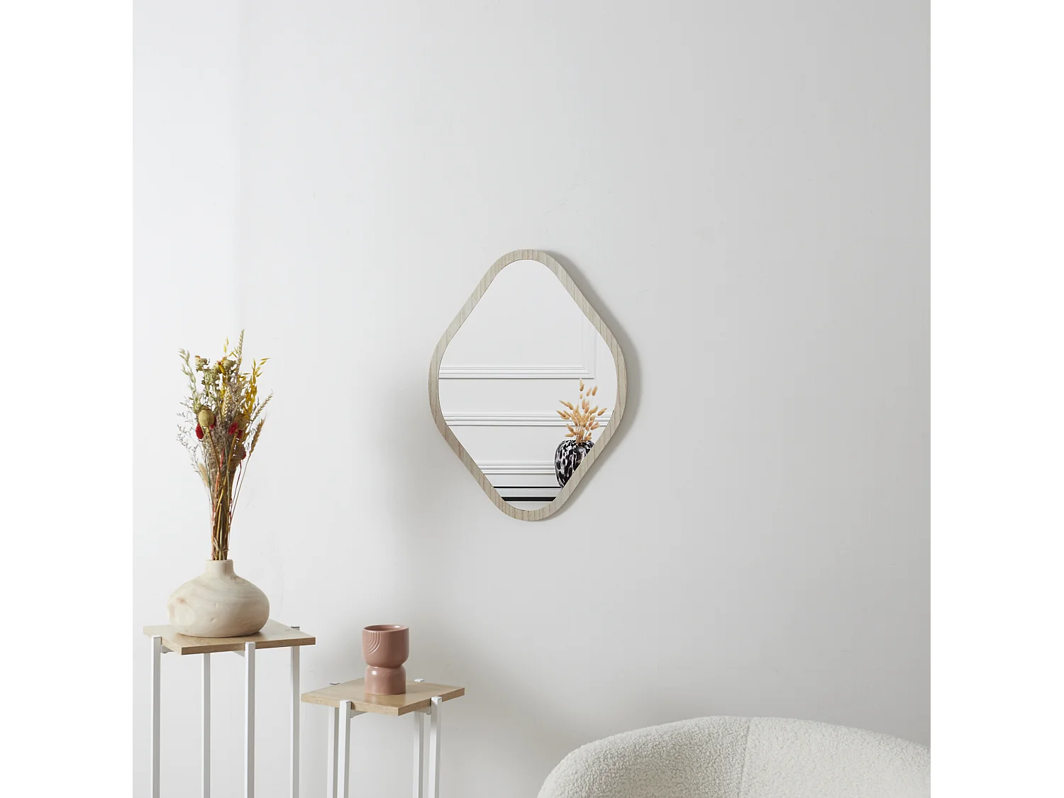 Miroir Deco Contour Bois Losange H60cm Elio Marron