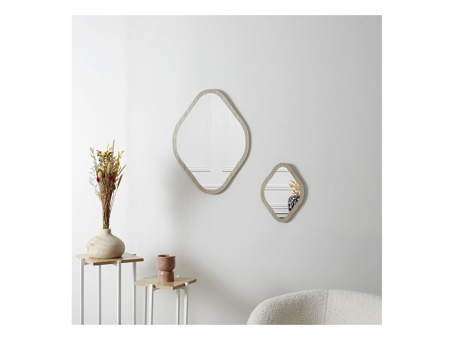 Miroir Deco Contour Bois Losange H60cm Elio Marron