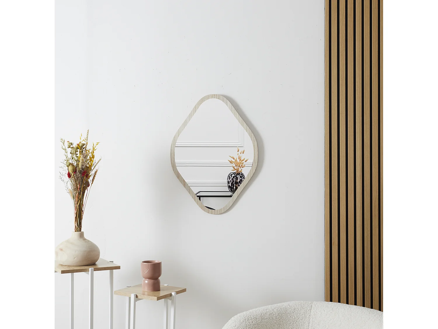 Miroir Deco Contour Bois Losange H60cm Elio Marron