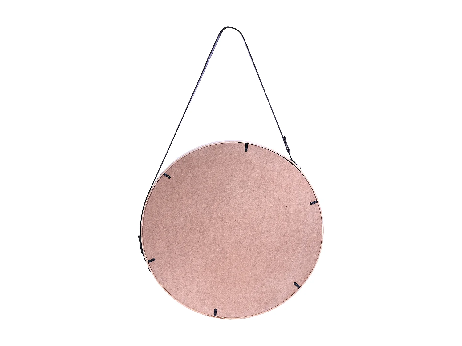 Miroir Rond Avec Anse Pu Bois 50cm Beige