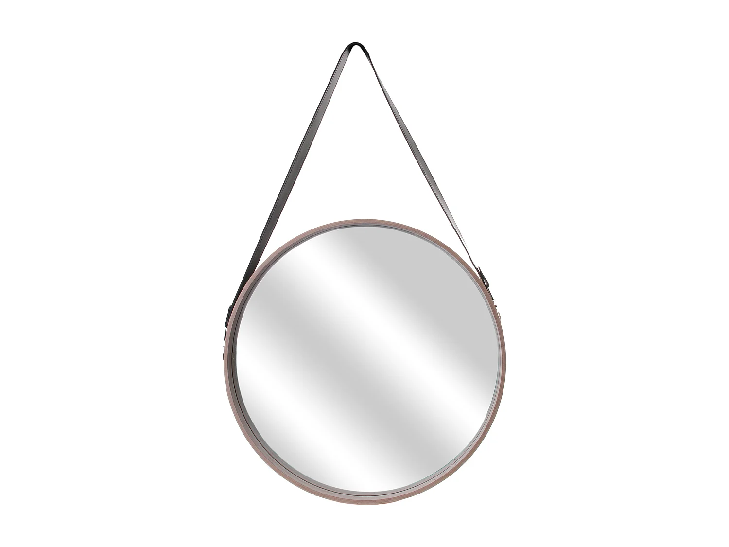 Miroir Rond Avec Anse Pu Bois 50cm Beige