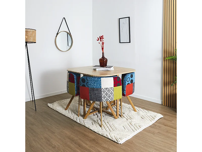 Miroir Rond Avec Anse Pu Bois 50cm Beige