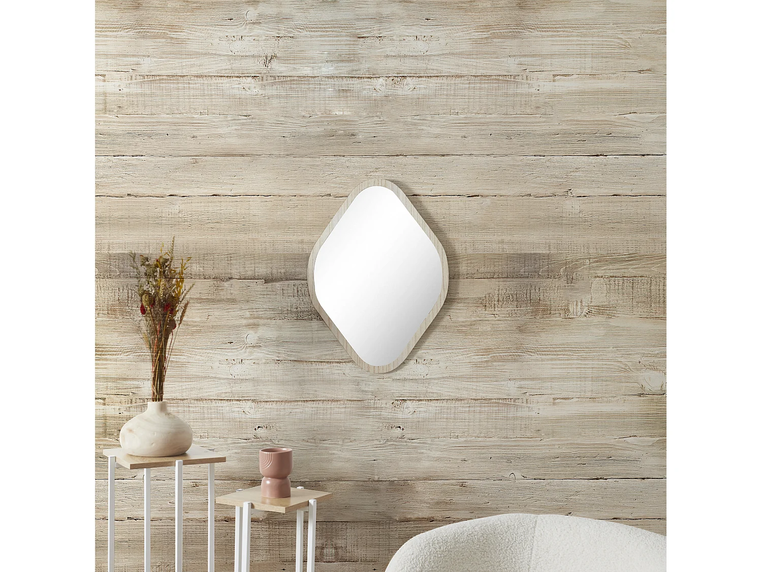 Miroir Deco Contour Bois Losange H60cm Elio Marron