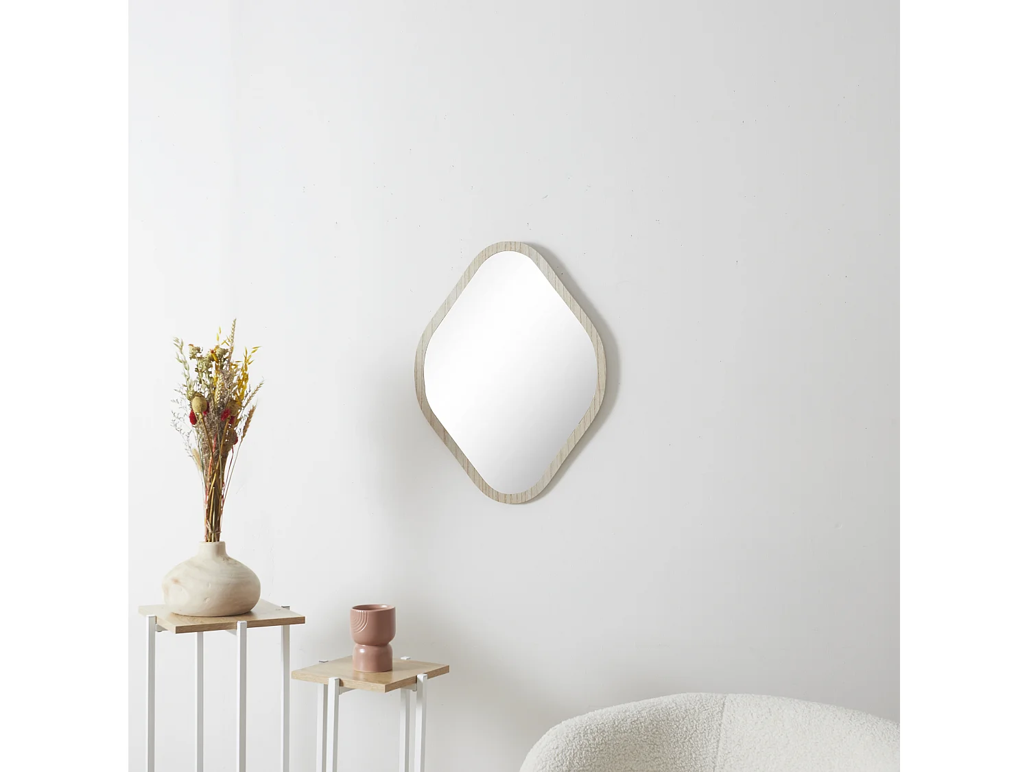 Miroir Deco Contour Bois Losange H60cm Elio Marron