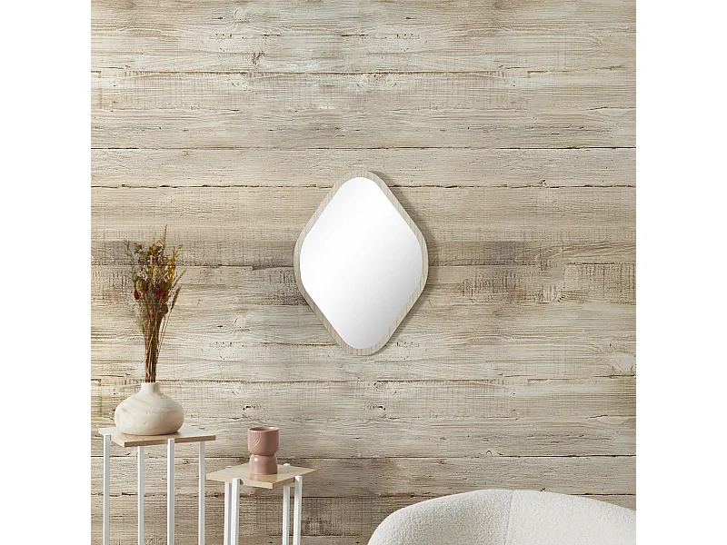 Miroir Deco Contour Bois Losange H60cm Elio Marron