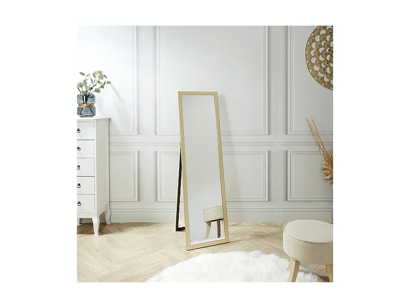 Miroir Sur Pied Dore 124cm Or