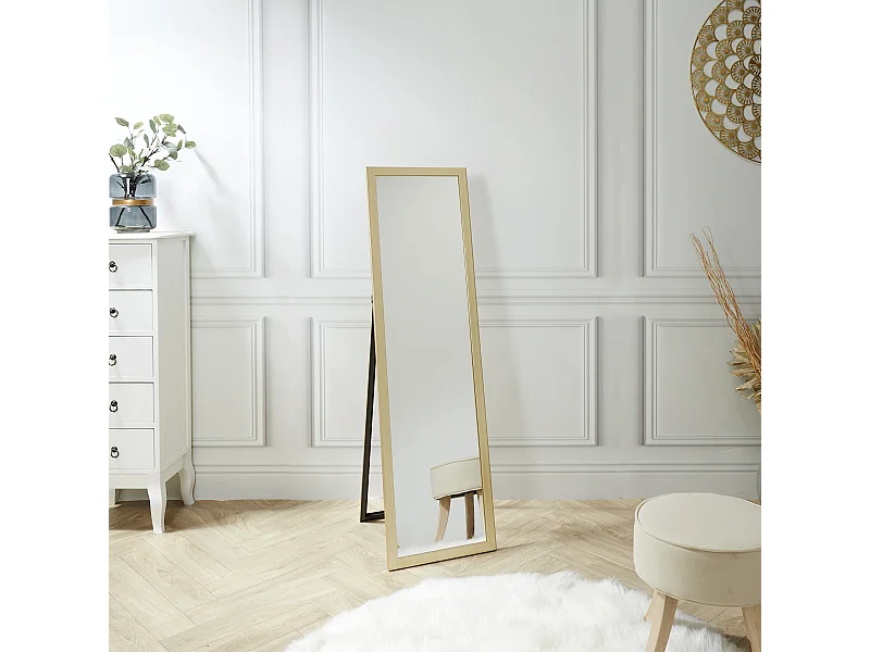 Miroir Sur Pied Dore 124cm Or