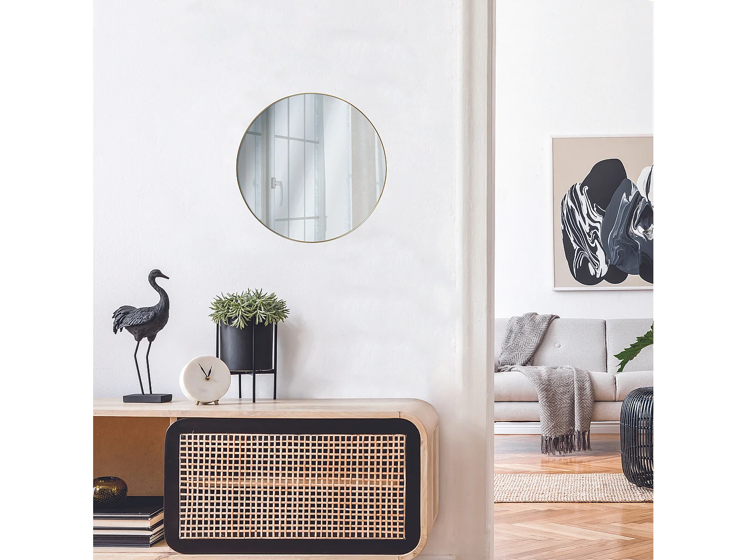 Miroir Extra Plat Rond 55cm M6 Dore Or