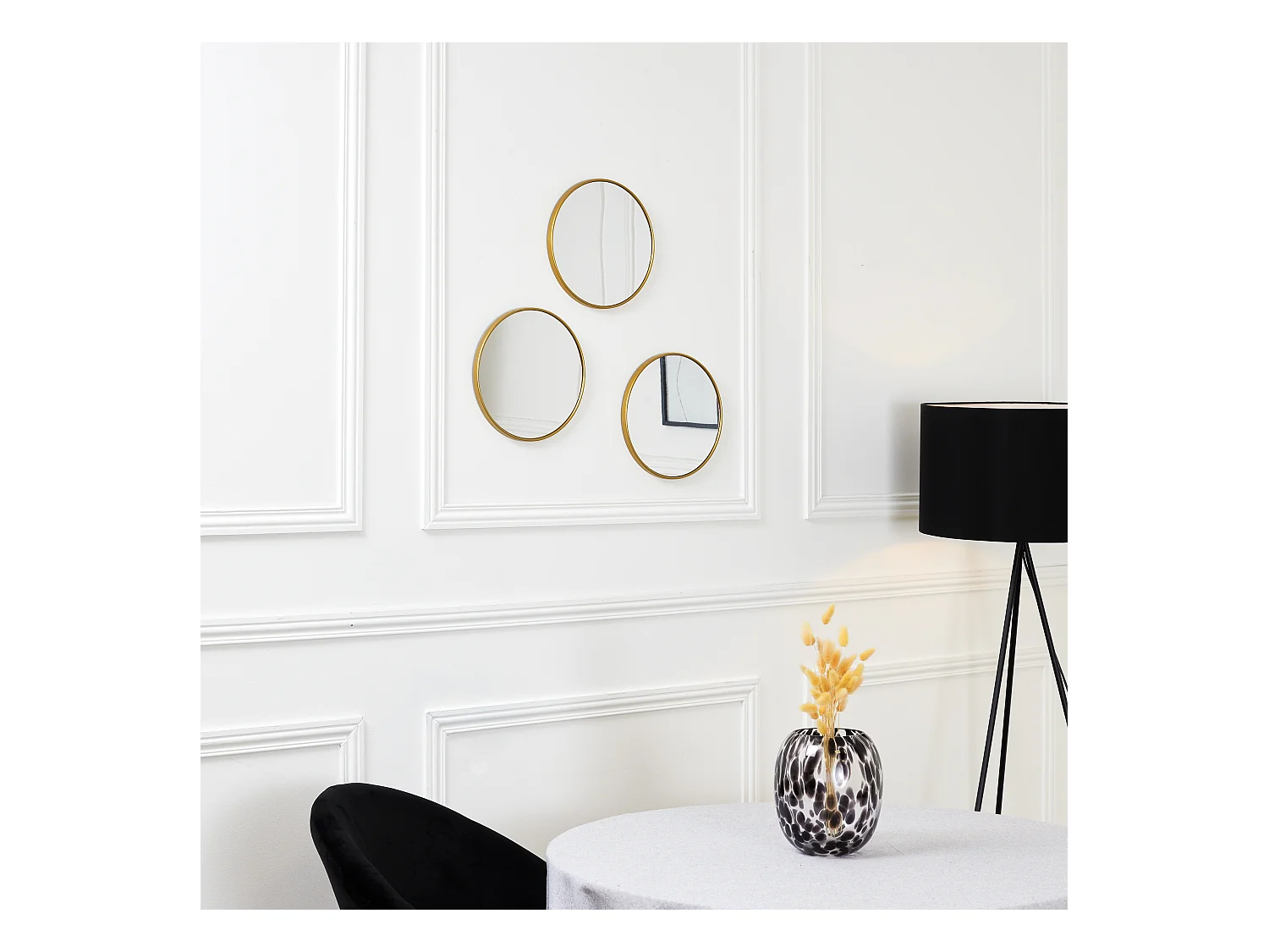 Lot de 3 Miroirs Déco "Toronto" 26cm Or