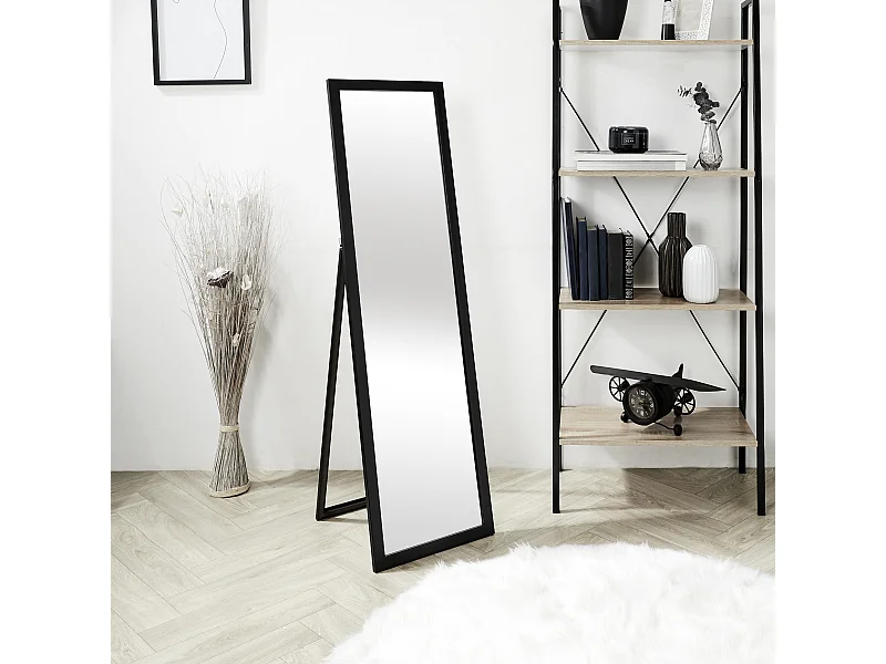 Miroir Sur Pied Noir 124cm Noir