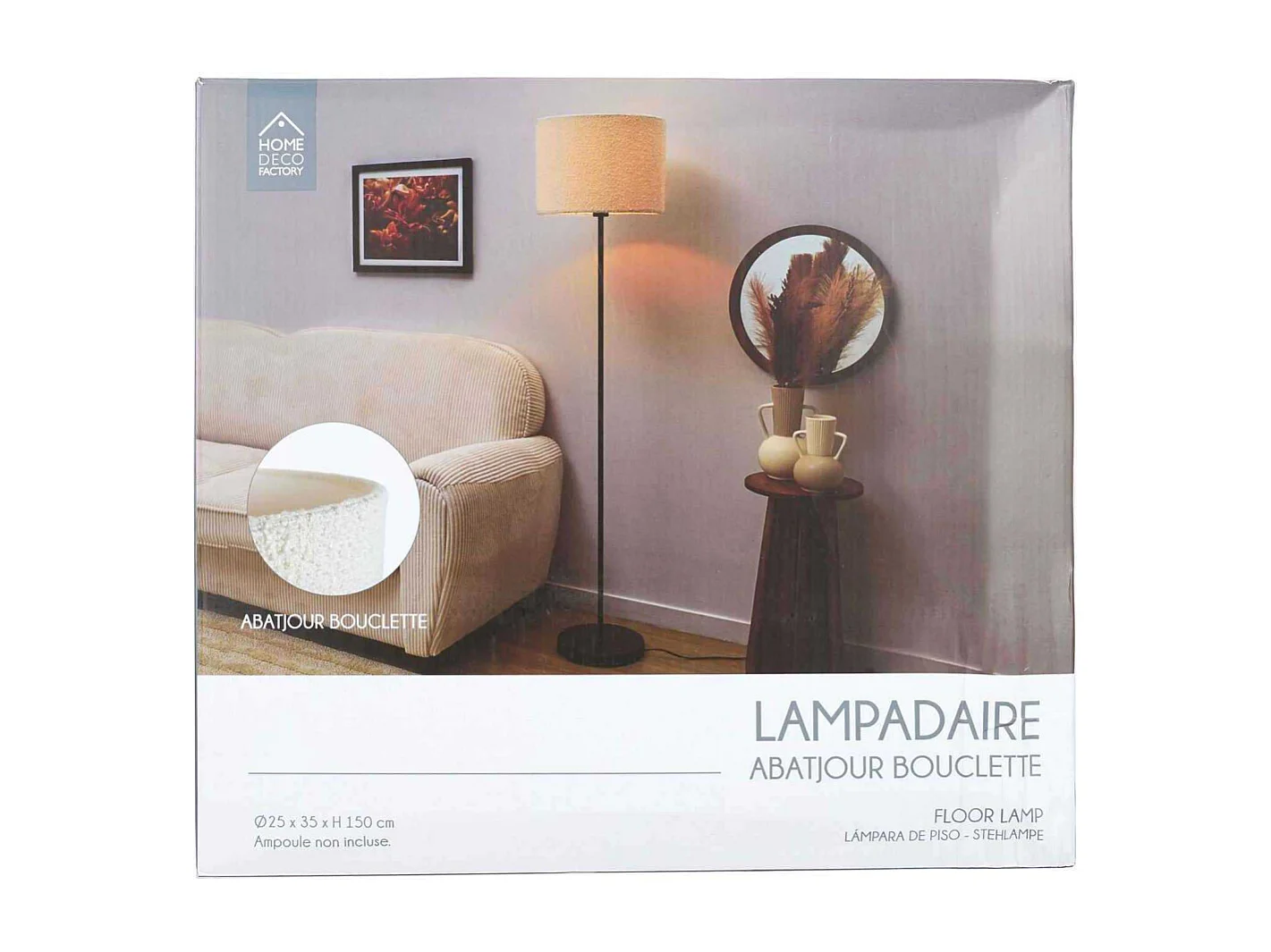 Lampadaire Abatjour Bouclette Noir, Blanc