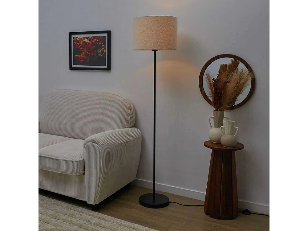 Lampadaire Abatjour Bouclette Noir, Blanc