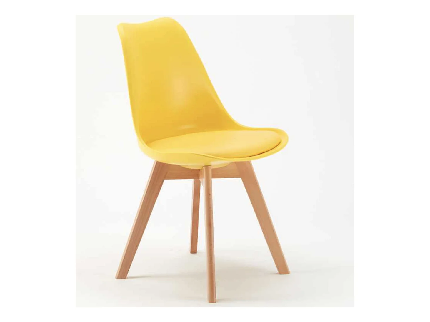 Chaise naturel et jaune avec coussin simili cuir Anko - Lot de 2