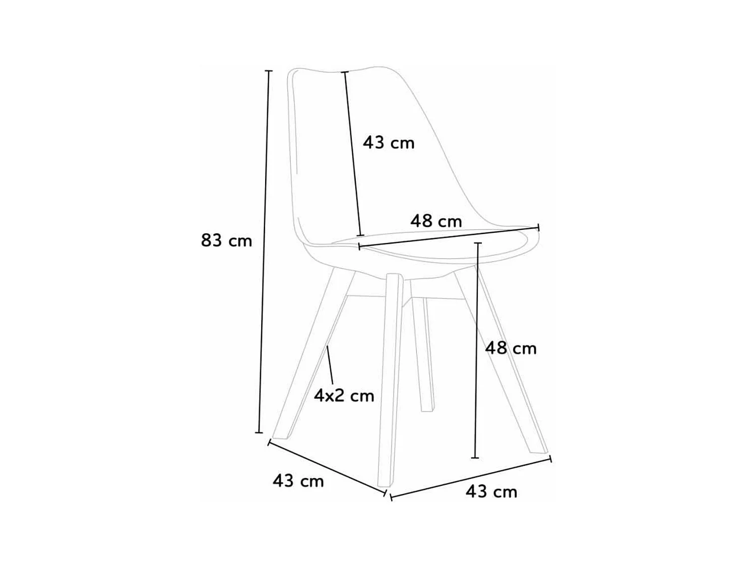 Chaise naturel et jaune avec coussin simili cuir Anko - Lot de 2