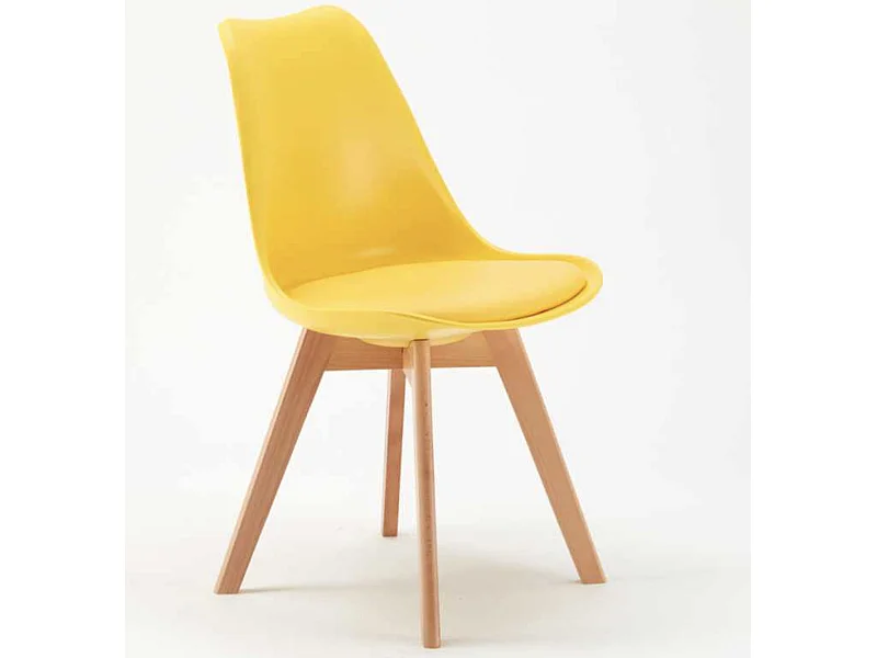 Chaise naturel et jaune avec coussin simili cuir Anko - Lot de 2