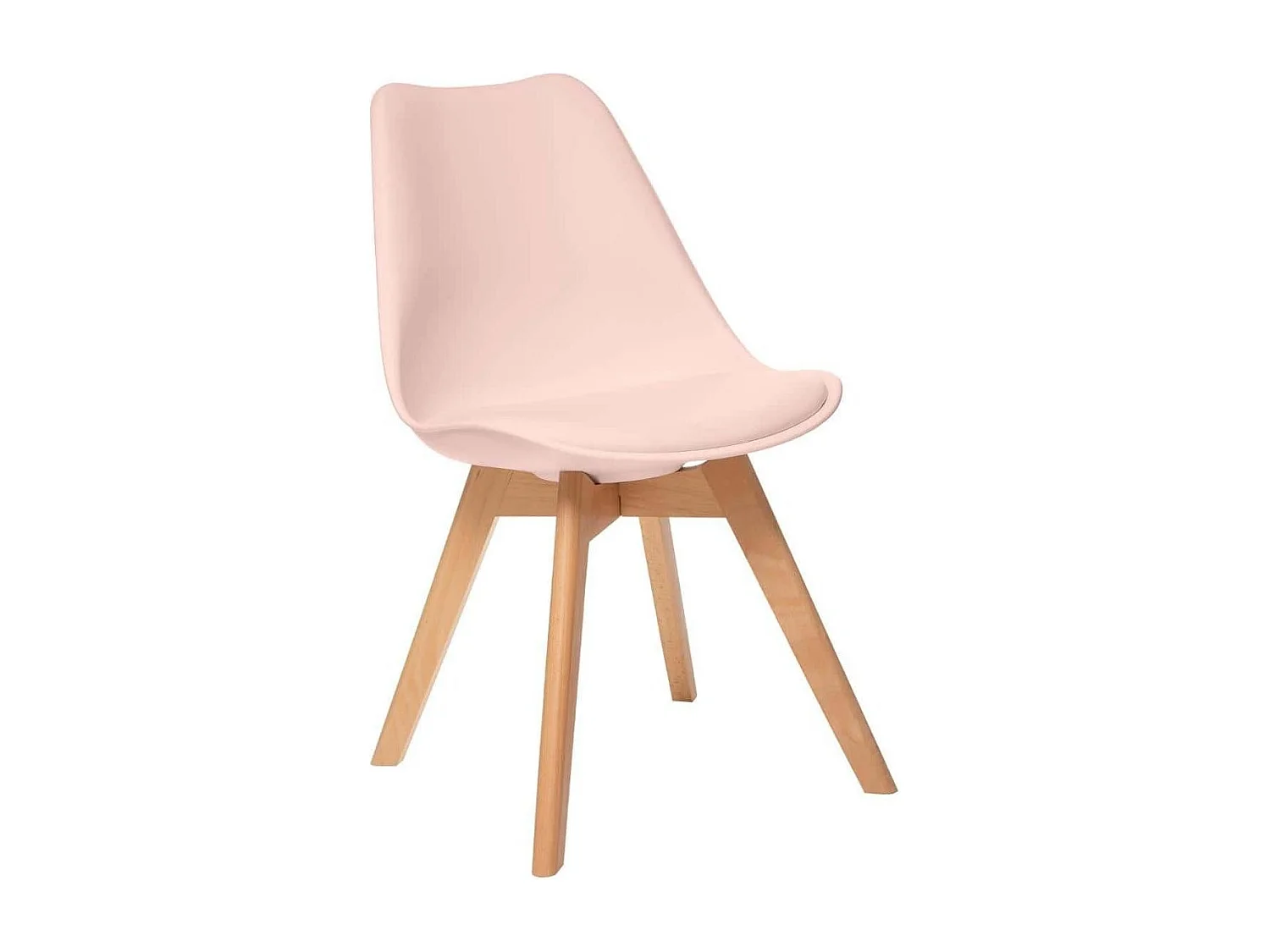 Silla escandinava con cojín imitación rosa Ginebra