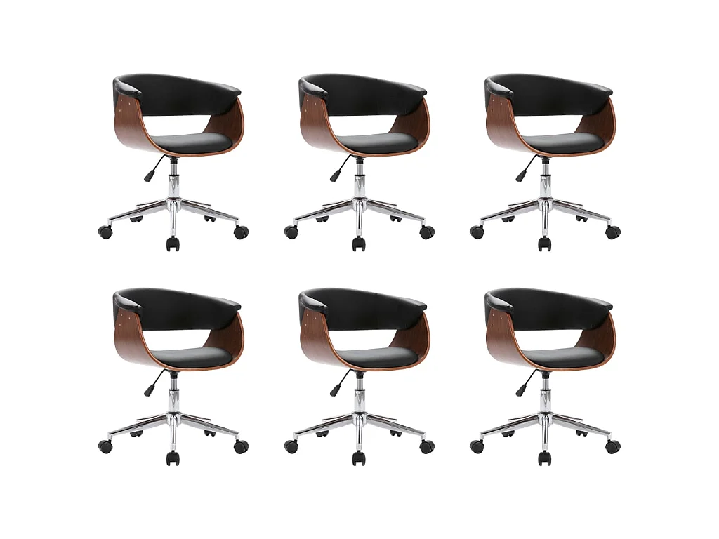 Chaises pivotantes à manger lot de 6 noir similicuir