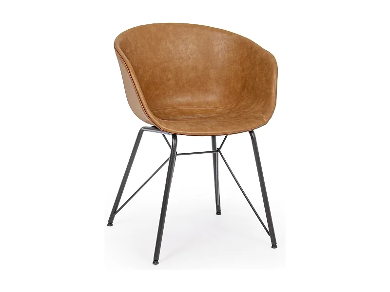 Chaise simili cuir Warhol - Style vintage-Camel