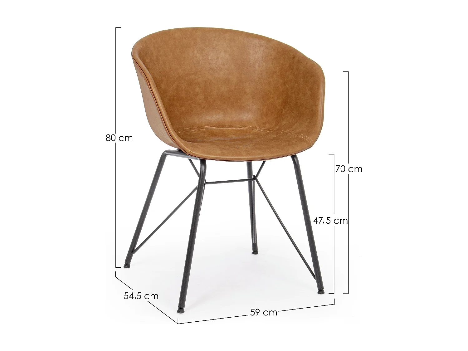 Chaise simili cuir Warhol - Style vintage-Camel