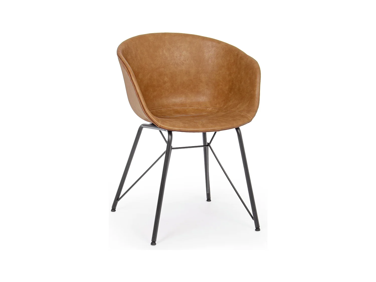 Chaise simili cuir Warhol - Style vintage-Camel