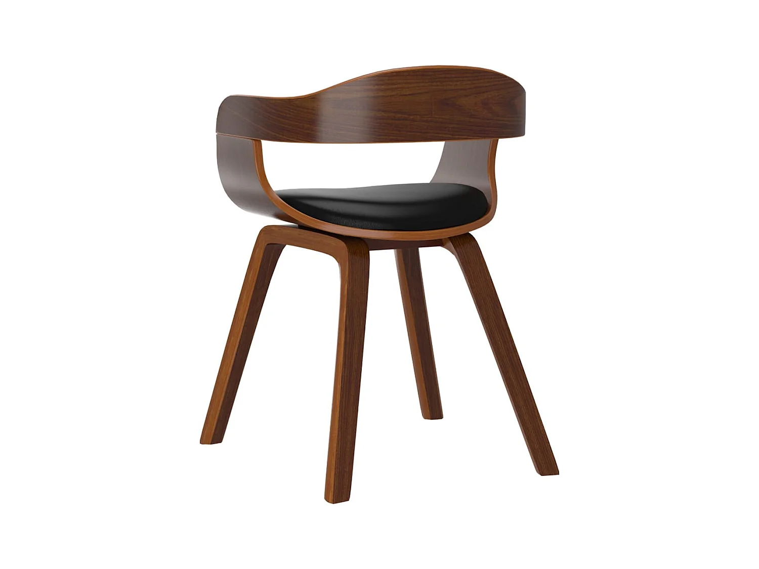 Eetkamerstoelen 4 st gebogen hout en kunstleer zwart