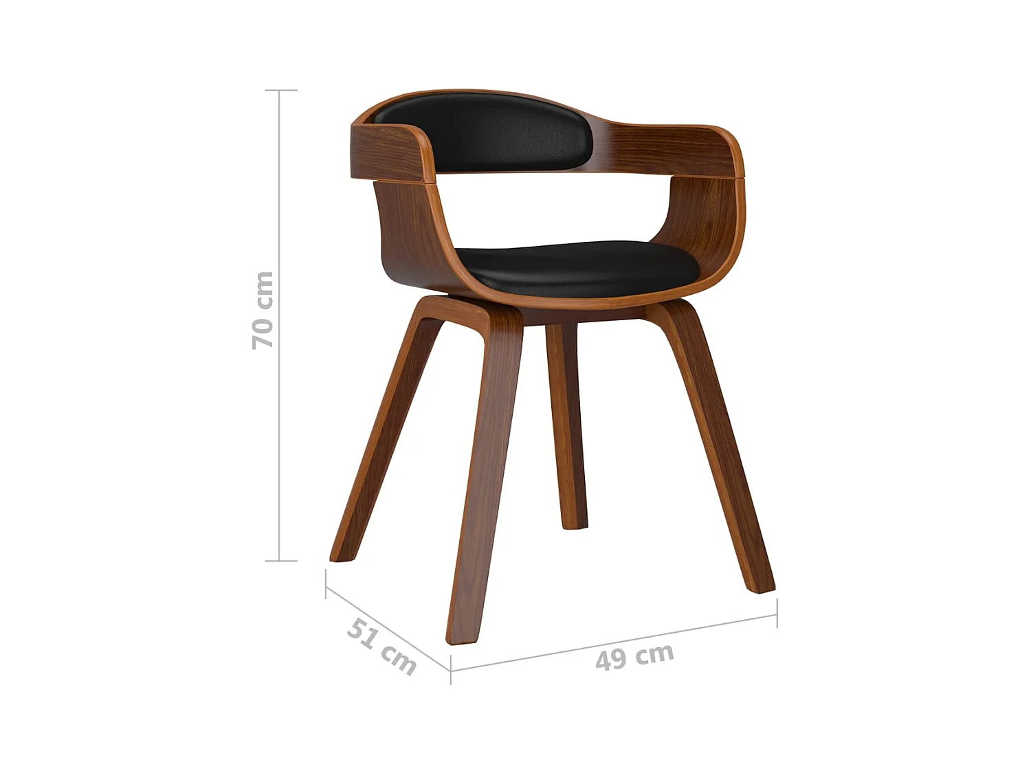 Eetkamerstoelen 4 st gebogen hout en kunstleer zwart