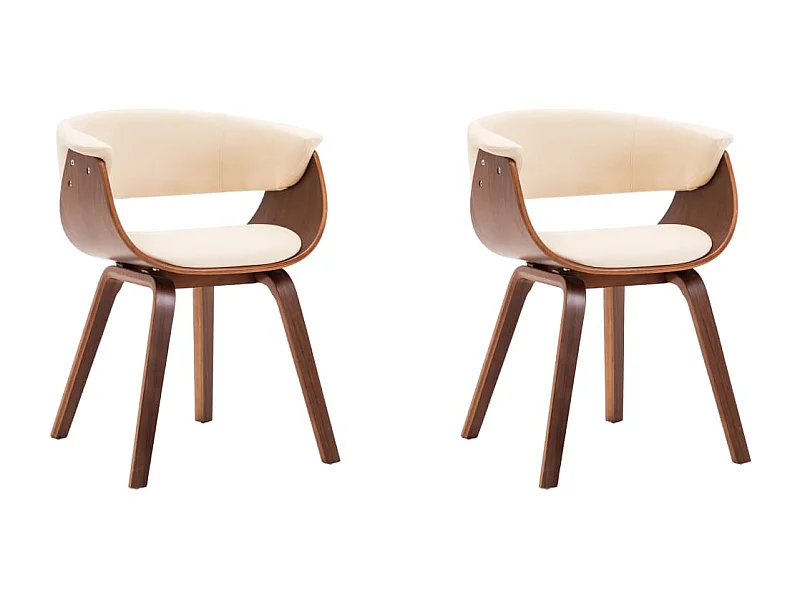 Sedie da Pranzo 2 pz in Legno Curvato e Similpelle Crema