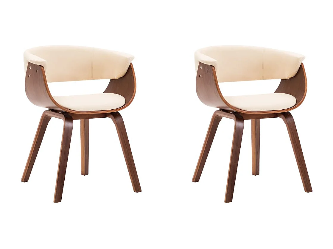 Sedie da Pranzo 2 pz in Legno Curvato e Similpelle Crema