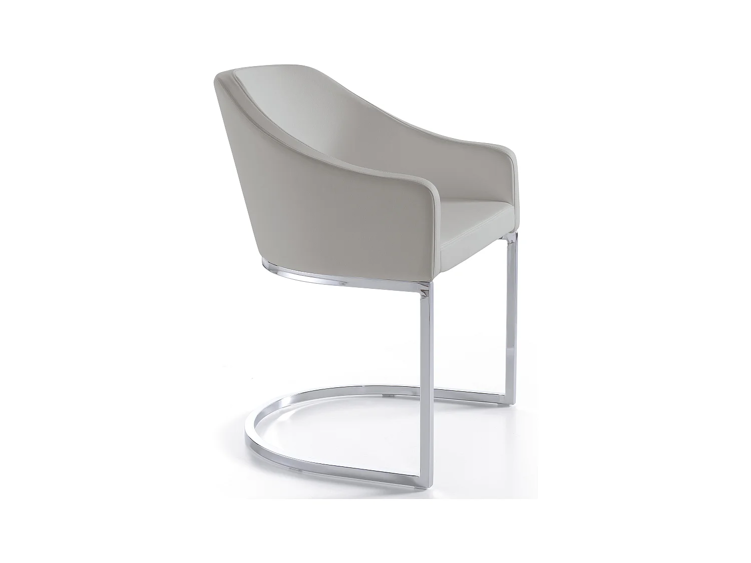 Fauteuil design simili cuir gris et pieds acier inoxydable Arka - Lot de 2