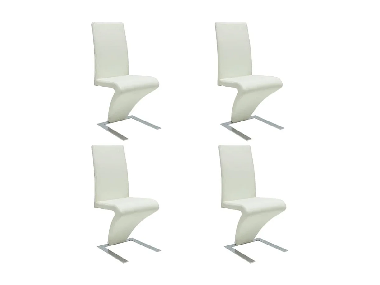 Chaises à manger lot de 4 blanc similicuir